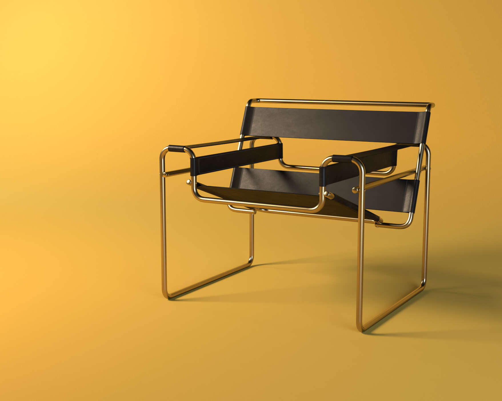 Chair Rendering VRay creation, yellow backdrop, CAD