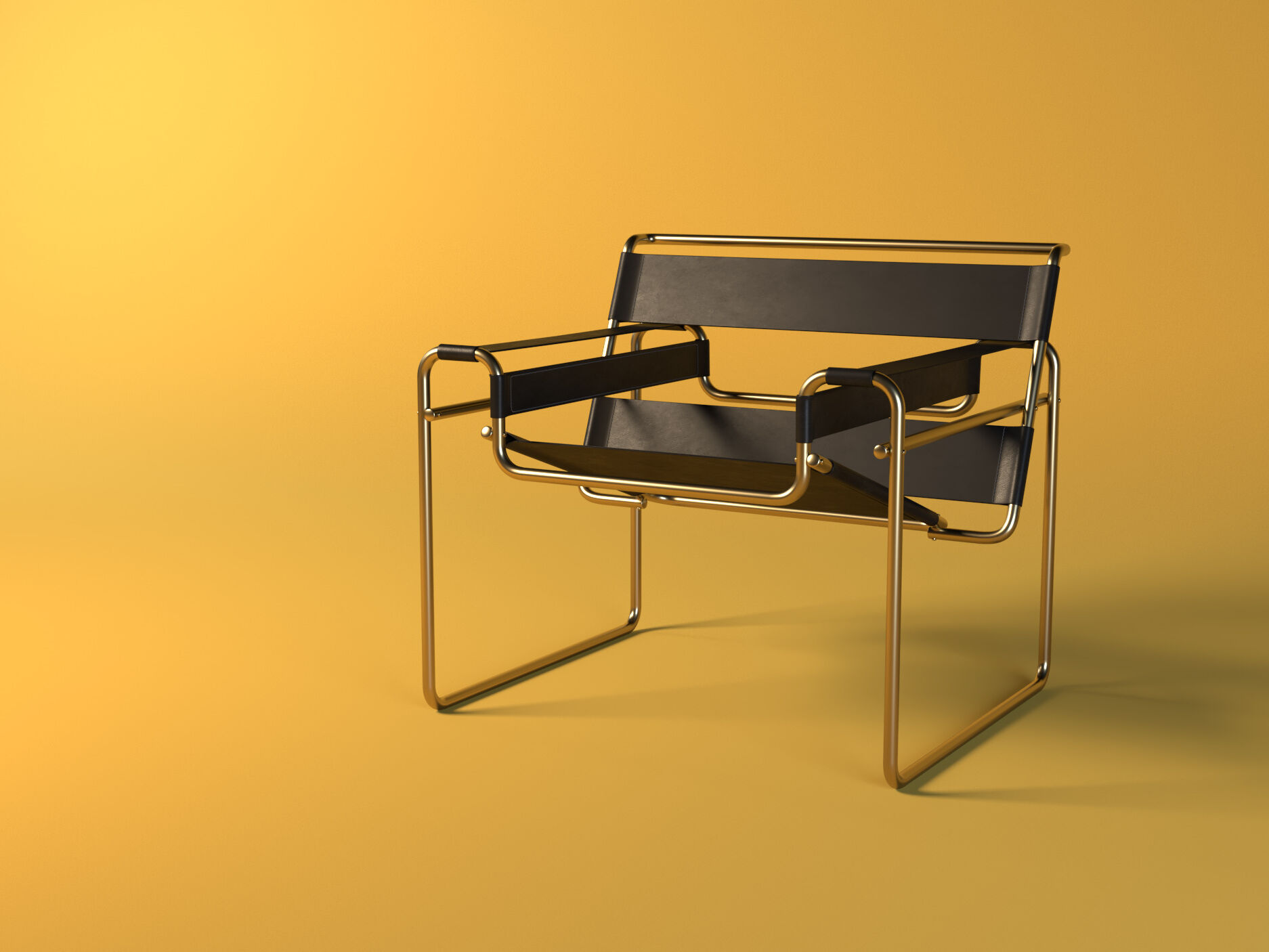 Chair Rendering VRay creation, yellow backdrop, CAD