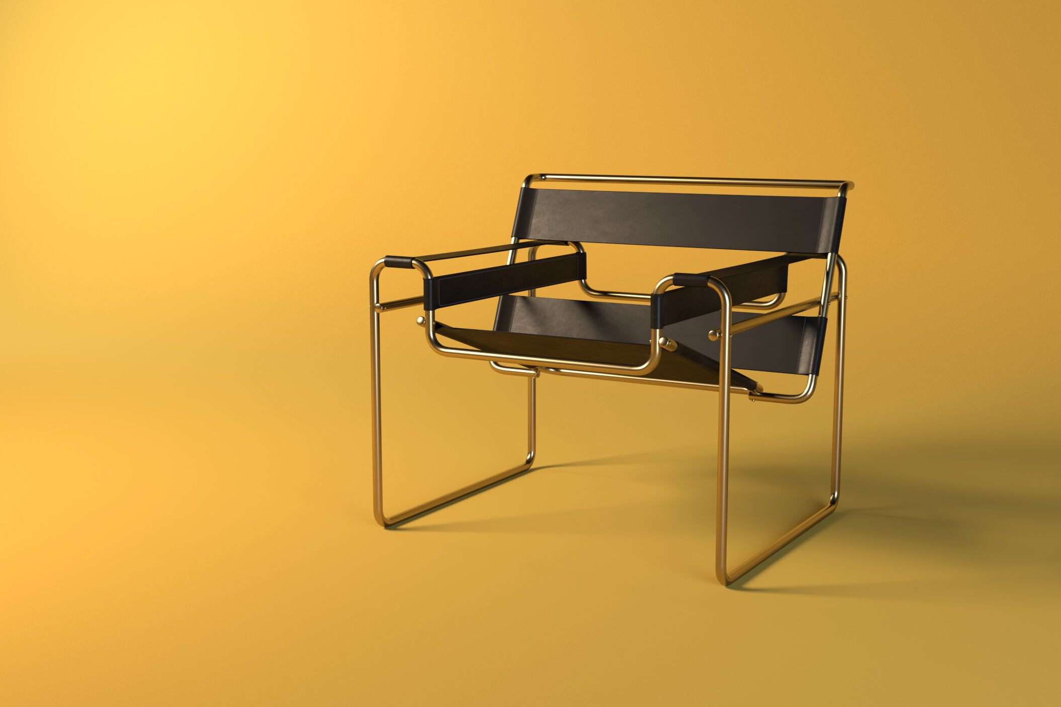 Chair Rendering VRay creation, yellow backdrop, CAD